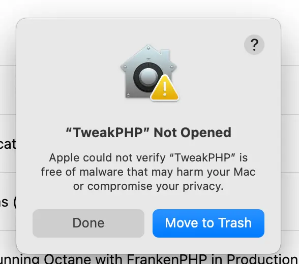 TweakPHP 0.1.0 warning.webp